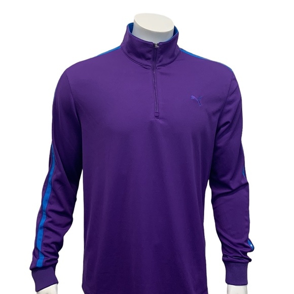 Puma Dry Cell Purple Blue Subdued 1/4 Zip Pullover Golf Jacket Size Medium VGC - Picture 4 of 12